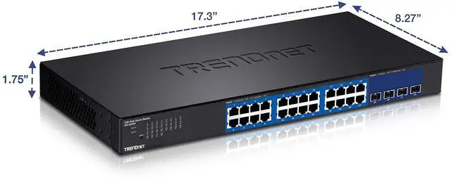 Alt view image 7 of 20 - TRENDnet 28-Port Web Smart Switch, 24 x Gigabit Ports, 4 x 10G SFP+ Slots, High Speed Network Uplinks, 128 Gbps Switching Capacity, Network Ethernet Switch, 1U Rack Mountable, Black, TEG-30284