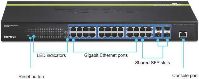 Alt view image 11 of 20 - TRENDnet 28-Port Web Smart Switch, 24 x Gigabit Ports, 4 x 10G SFP+ Slots, High Speed Network Uplinks, 128 Gbps Switching Capacity, Network Ethernet Switch, 1U Rack Mountable, Black, TEG-30284