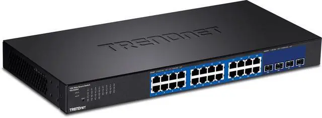 Alt view image 5 of 20 - TRENDnet 28-Port Web Smart Switch, 24 x Gigabit Ports, 4 x 10G SFP+ Slots, High Speed Network Uplinks, 128 Gbps Switching Capacity, Network Ethernet Switch, 1U Rack Mountable, Black, TEG-30284