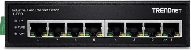 Alt view image 5 of 9 - TRENDnet 8-Port Industrial Unmanaged Fast Ethernet DIN-Rail Switch; TI-E80 8 x Fast Ethernet Ports; 1.6Gbps Switching Capacity;8 Port Network Fast Ethernet Switch;IP30 Metal Switch;Lifetime Protection