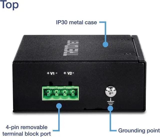 Alt view image 4 of 14 - TRENDnet 5-Port Industrial Fast Ethernet DIN-Rail Switch, TI-E50, 5 x Fast Ethernet Ports, IP50 Rated, Extreme Temperature Operating Range, 1Gbps Switching Capacity, Lifetime Protection