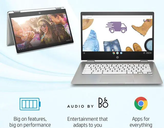 Alt view image 2 of 13 - HP Chromebook X360 14-Inch HD Touchscreen Laptop, Intel Celeron N4000, 4 GB RAM, 32 GB eMMC, Chrome (14b-ca0010nr, Ceramic White/Mineral Silver)