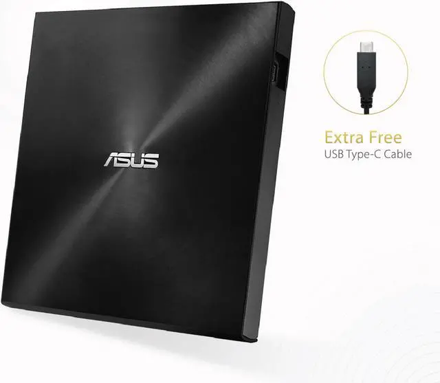 Alt view image 3 of 13 - ASUS ZenDrive Black 13mm External 8X DVD/Burner Drive +/-RW with M-Disc Support, Compatible with Both Mac & Windows and Nero BackItUp for Android Devices (USB 2.0 & Type-C Cables Included)
