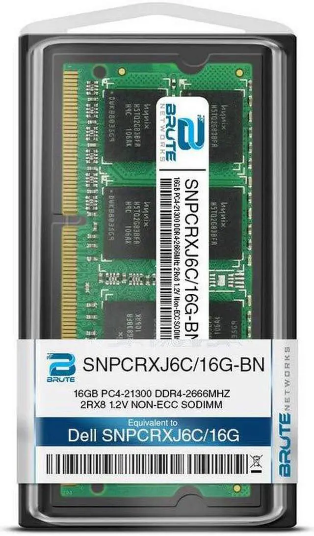 Alt view image 3 of 4 - Brute Networks SNPCRXJ6C/16G-BN - 16GB PC4-21300 DDR4-2666MHz 2Rx8 1.2V Non-ECC SODIMM (Equivalent to OEM PN # SNPCRXJ6C/16G)