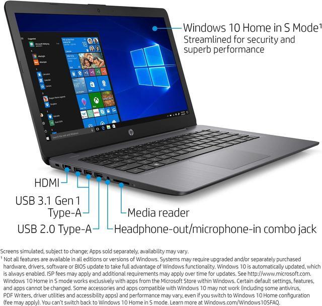 Alt view image 3 of 11 - HP Laptop Stream AMD A4-9120e 4GB Memory 64 GB eMMC SSD AMD Radeon R3 Series 14.0" Non-Touch Screen Windows 10 in S mode 14-ds0060nr