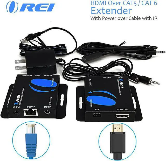 Alt view image 4 of 9 - OREI 164-Feet HDMI Extender Over Single CAT5/CAT6 upto 1080p, Full HD, Loop Out Option,  with IR (EX-165C)