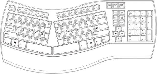 Alt view image 6 of 14 - Perixx PERIBOARD-512 Ergonomic Split Keyboard - Natural Ergonomic Design - Black - Bulky Size 19.09"x9.29"x1.73"