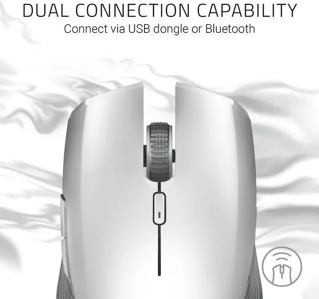 Alt view image 5 of 8 - Razer Atheris Ambidextrous Wireless Mouse: 7200 DPI Optical Sensor - 350 Hr Battery Life - USB Wireless Receiver & Bluetooth Connection - Mercury White