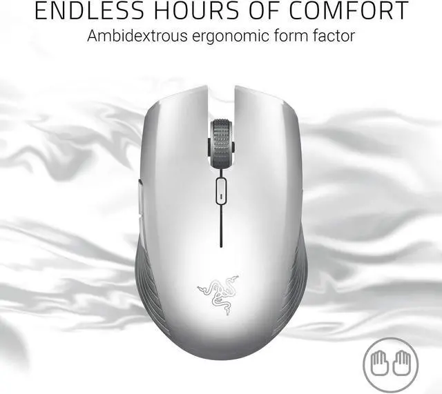 Alt view image 6 of 8 - Razer Atheris Ambidextrous Wireless Mouse: 7200 DPI Optical Sensor - 350 Hr Battery Life - USB Wireless Receiver & Bluetooth Connection - Mercury White