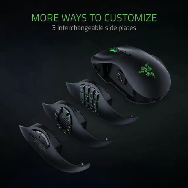 Alt view image 14 of 20 - Razer Naga Trinity MOBA / MMO Gaming Mouse - 16,000 DPI 5G Optical Sensor