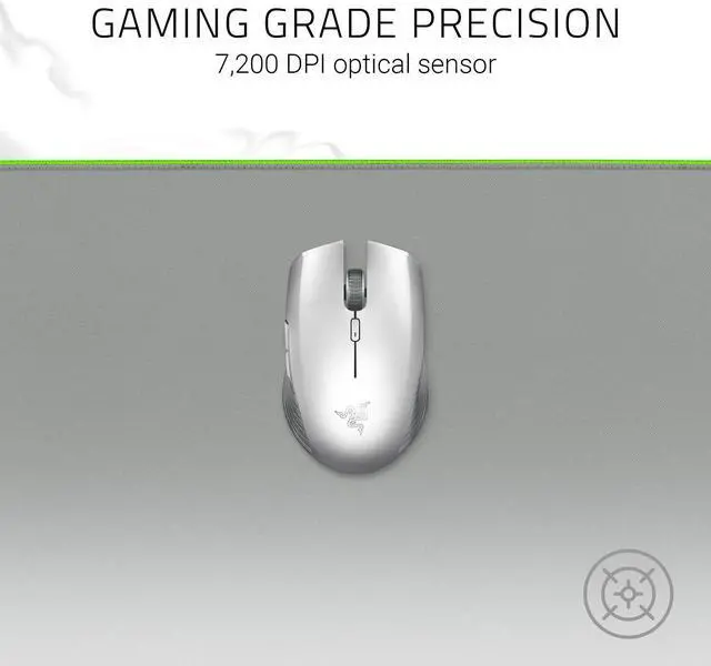 Alt view image 3 of 8 - Razer Atheris Ambidextrous Wireless Mouse: 7200 DPI Optical Sensor - 350 Hr Battery Life - USB Wireless Receiver & Bluetooth Connection - Mercury White