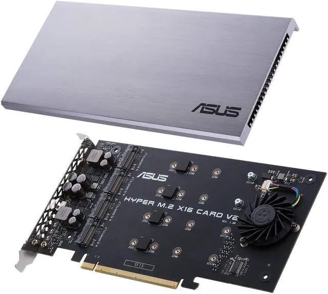 Alt view image 5 of 5 - ASUS Hyper M.2 X16 PCIe 3.0 X4 Expansion Card V2 Supports 4 NVMe M.2 (2242/2260/2280/22110) Up to 128 Gbps for Intel VROC and AMD Ryzen Threadripper NVMe RAID