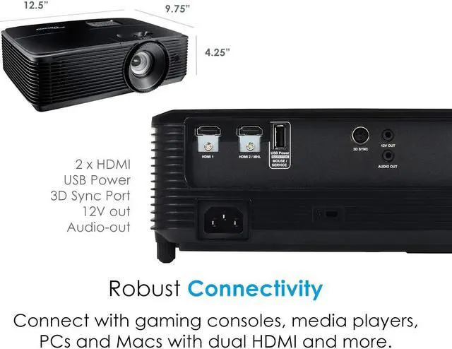 Alt view image 14 of 20 - Optoma HD143X DLP Projector 3000 Lumens 1080P 23,000:1 REC.709 color 12,000 hour lamp life, HDMI, 3D Sync port, USB power