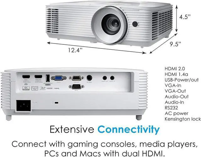 Alt view image 6 of 17 - Optoma HD39HDR High Brightness HDR Home Theater Projector | 120Hz Refresh Rate | 4000 lumens | Fast 8.4ms Response time with 120Hz | Easy Setup with 1.3X Zoom | 4K Input | Quiet Operation 26dB
