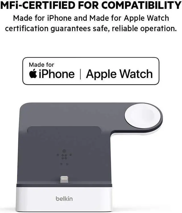 Alt view image 11 of 20 - BELKIN F8J237TTWHT PowerHouse White Charge Dock for Apple Watch + iPhone XS, iPhone XS Max, iPhone XR