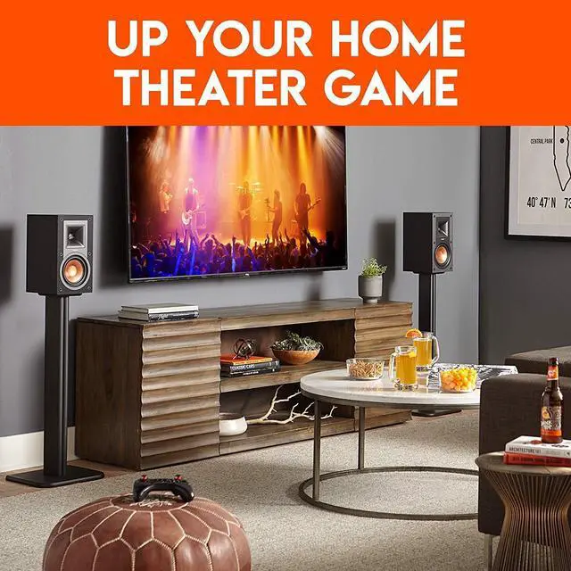 Alt view image 7 of 8 - ECHOGEAR Bookshelf Speaker Stand Pair - Heavy Duty MDF Energy-Absorbing Design - Works with Klipsch, Polk, JBL & Other Bookshelf Speakers - Includes Cable Management Channel & Carpet Spikes