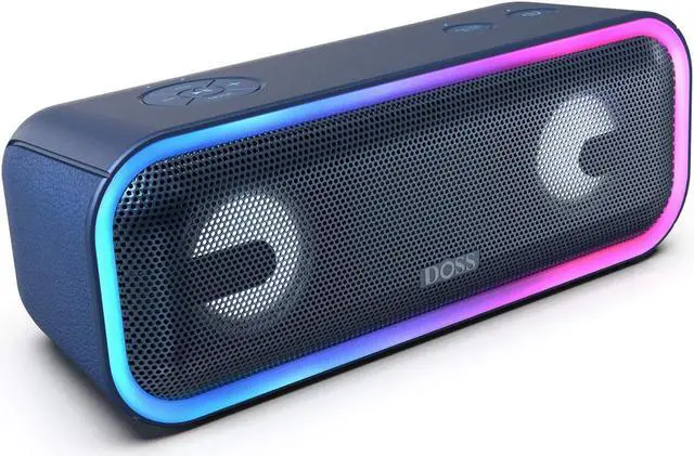 Alt view image 7 of 7 - DOSS SoundBox Pro+ Wireless Bluetooth Speaker with 24W Impressive Sound, Booming Bass, Wireless Stereo Pairing, Mixed Colors Lights, IPX5 Waterproof, 15 Hrs Battery Life, 66 ft Bluetooth Range-Black