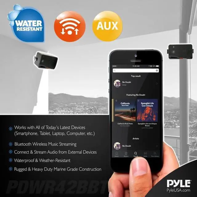 Alt view image 10 of 20 - Pyle PDWR42BBT 3.5 in. 200W Bluetooth Home Speakers