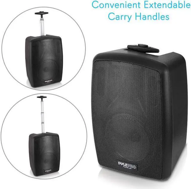 Alt view image 4 of 7 - Wireless Portable PA Speaker System - 360W Bluetooth Compatible Battery Powered Rechargeable Outdoor DJ Sound Speaker Microphone Set with MP3 USB SD FM Radio RCA 1/4" Mic in Wheels - Pyle PPHP8MBA