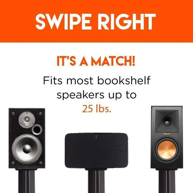 Alt view image 2 of 8 - ECHOGEAR Bookshelf Speaker Stand Pair - Heavy Duty MDF Energy-Absorbing Design - Works with Klipsch, Polk, JBL & Other Bookshelf Speakers - Includes Cable Management Channel & Carpet Spikes