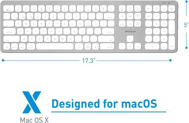 Alt view image 2 of 20 - Macally Bluetooth Wireless Keyboard for Mac, iMac, Apple Mac Pro, Mac Mini, MacBook Pro/Air Laptop - Rechargeable Slim Full-Size Keyboard (BTWKEYMB)