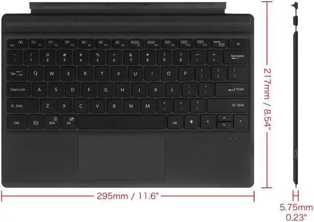 Alt view image 6 of 7 - Fintie Microsoft Surface Pro 7 Type Cover, [7-Color Backlit] Ultra-Slim Portable Wireless Bluetooth Keyboard with Rechargeable Battery and Trackpad, Compatible with Pro 6/Pro 5/Pro 4/Pro 3 (Black)