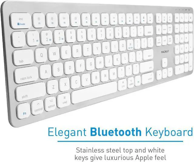 Alt view image 3 of 20 - Macally Bluetooth Wireless Keyboard for Mac, iMac, Apple Mac Pro, Mac Mini, MacBook Pro/Air Laptop - Rechargeable Slim Full-Size Keyboard (BTWKEYMB)