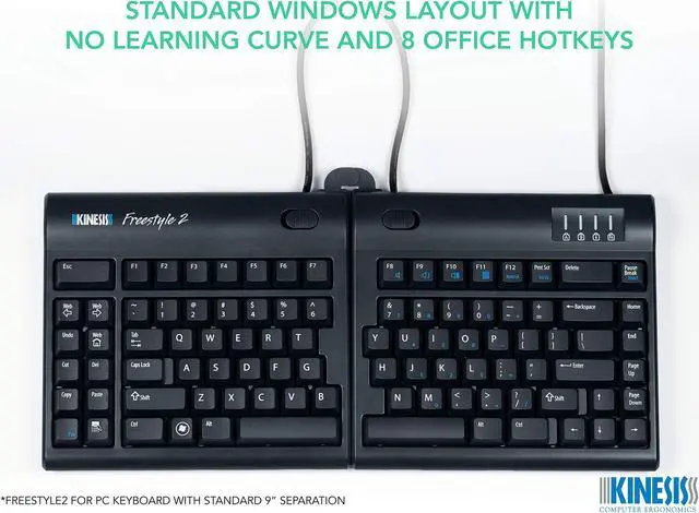 Alt view image 2 of 7 - Kinesis Freestyle2 Ergonomic Keyboard for PC (9" or 20" Separation) (9" Separation)