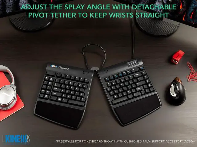 Alt view image 5 of 7 - Kinesis Freestyle2 Ergonomic Keyboard for PC (9" or 20" Separation) (9" Separation)