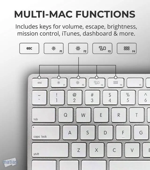 Alt view image 5 of 6 - Matias FK318S USB Wired Aluminum Keyboard with Numeric Keypad and Built-in 2-Port Hi-Speed USB 2.0 Hub - Compatible with Mac (Silver)