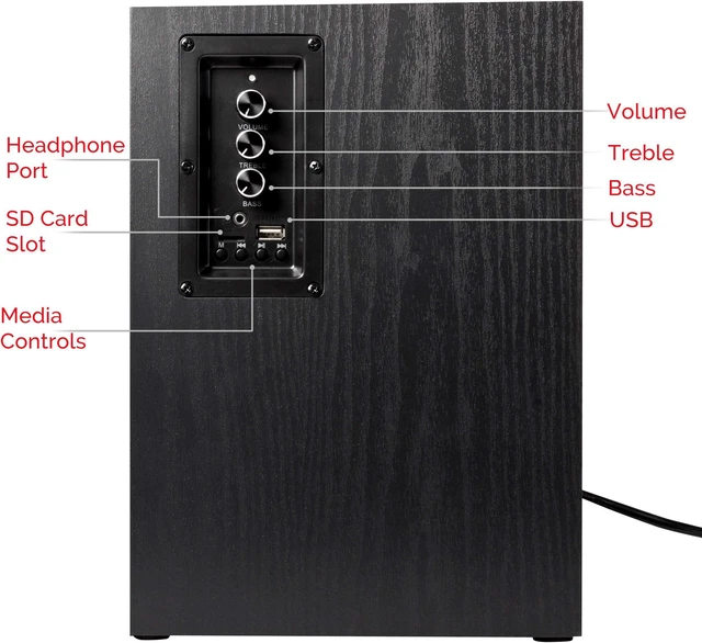 Alt view image 4 of 7 - Frisby FS-2030BT Powered Bluetooth Bookshelf Speakers - Digital Optical Input - Wired Studio Monitors - 5 Inch Near Field Speaker - 50 Watts RMS - Black