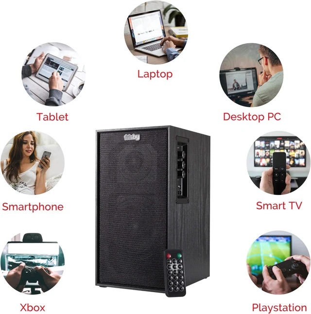 Alt view image 3 of 7 - Frisby FS-2030BT Powered Bluetooth Bookshelf Speakers - Digital Optical Input - Wired Studio Monitors - 5 Inch Near Field Speaker - 50 Watts RMS - Black
