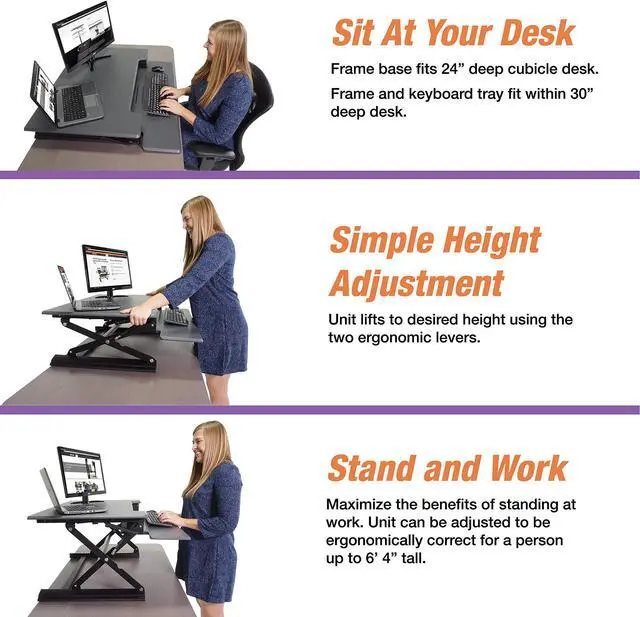 Alt view image 14 of 20 - VICTOR TECH DCX760G Standing Desk, 36, Gray