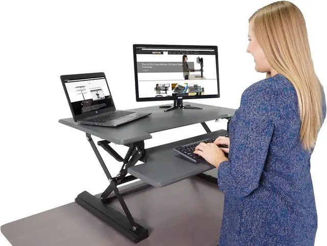 Alt view image 9 of 20 - VICTOR TECH DCX760G Standing Desk, 36, Gray