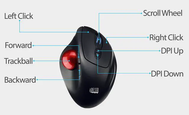 Alt view image 9 of 20 - ADESSO INC. iMouse T30 Wireless Optical Trackball