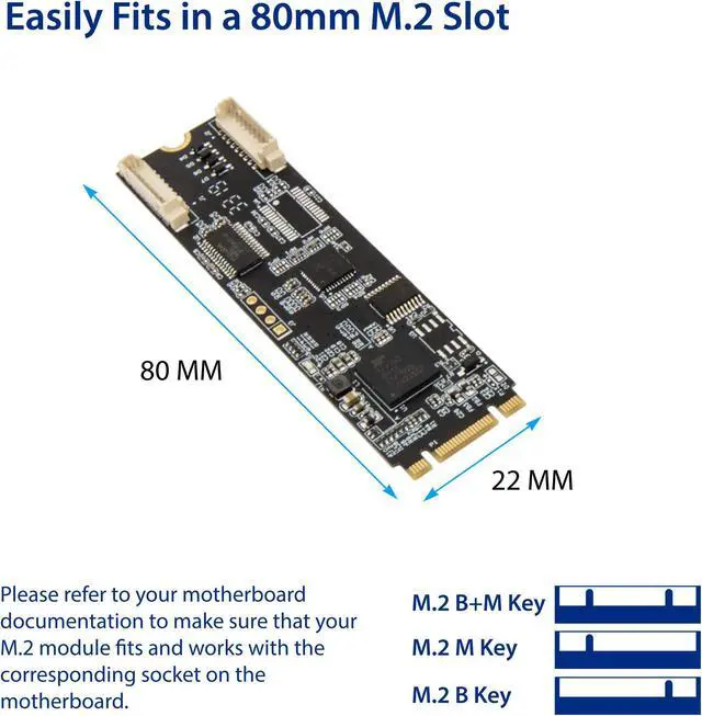 Alt view image 3 of 8 - IO CREST RS-232 + RS-422/485 DB9 Serial M.2 B+M Key Controller Card