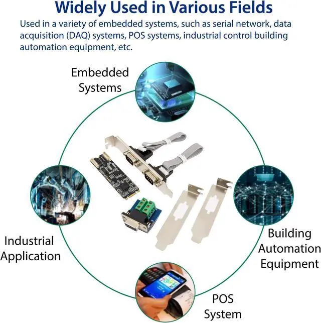 Alt view image 4 of 8 - IO CREST RS-232 + RS-422/485 DB9 Serial M.2 B+M Key Controller Card