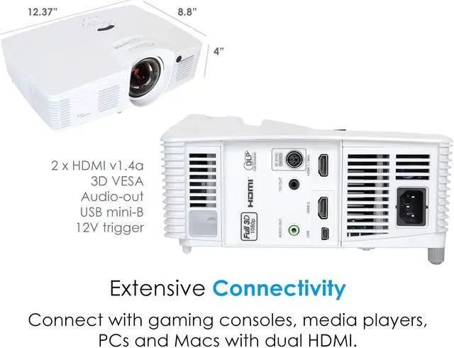 Alt view image 17 of 17 - Optoma GT1080Darbee Full HD 1920 x 1080 3,000 lumens 3D DLP Short Throw Projector
