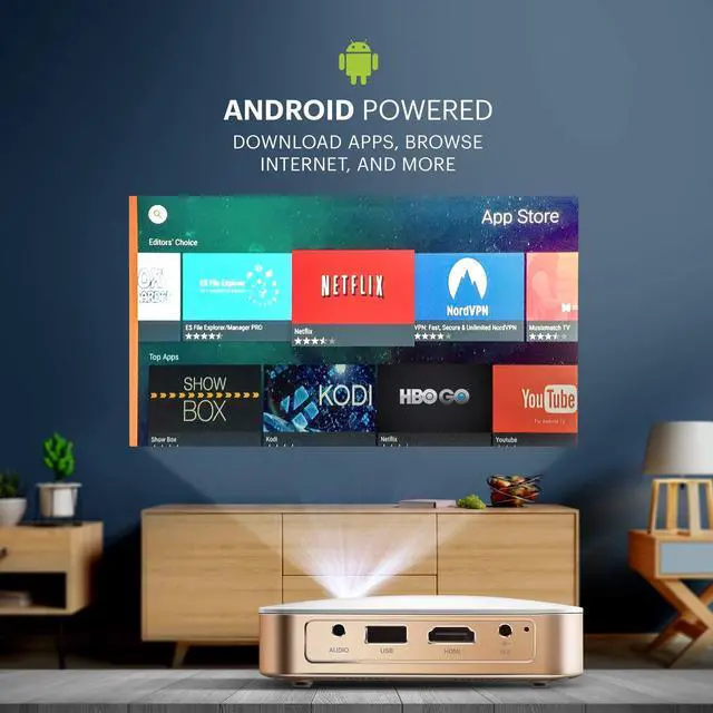 Alt view image 6 of 7 - Kodak Luma 350 Portable Smart Projector | Powerful Ultra HD Rechargeable Video Projector w/Android 6.0, Streaming Apps, Wi-Fi, Mirroring, Remote Control & Crystal-Clear up to 200"