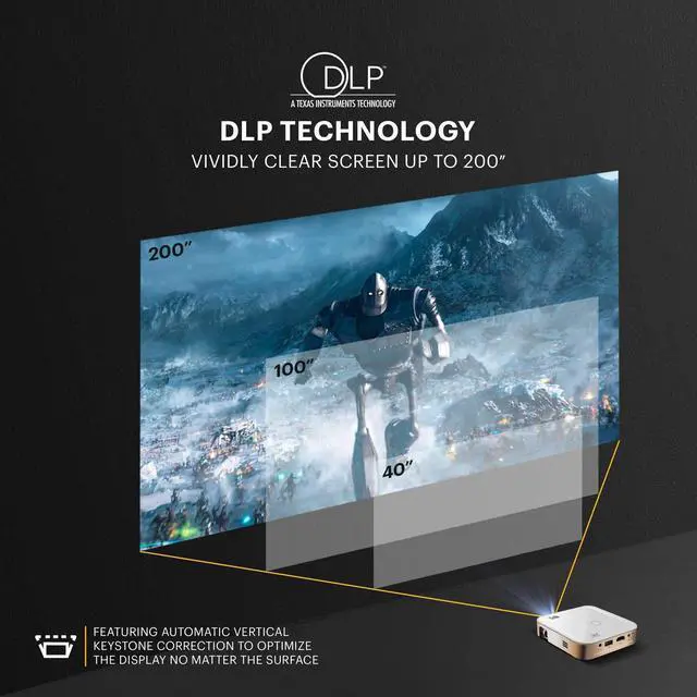 Alt view image 5 of 7 - Kodak Luma 350 Portable Smart Projector | Powerful Ultra HD Rechargeable Video Projector w/Android 6.0, Streaming Apps, Wi-Fi, Mirroring, Remote Control & Crystal-Clear up to 200"