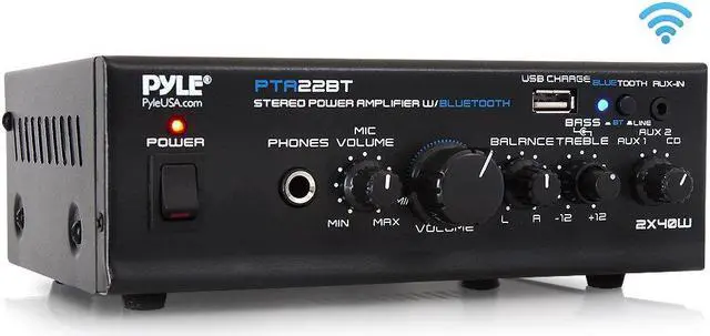 Alt view image 5 of 20 - Home Audio Power Amplifier System - 2X40W Mini Dual Channel Mixer Sound Stereo Receiver Box w/ AUX, Mic Input - For Amplified Speakers, PA, CD Player, Theater via RCA, Studio Use - Pyle PTA2