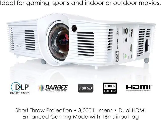 Alt view image 12 of 17 - Optoma GT1080Darbee Full HD 1920 x 1080 3,000 lumens 3D DLP Short Throw Projector
