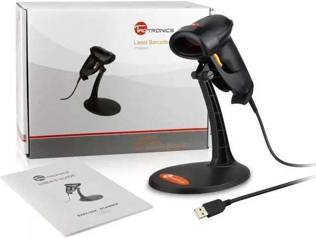 Alt view image 15 of 17 - Taotronics TT-BS003 Black USB Automatic Wired Handheld Laser Barcode Scanner With Hands Free Adjustable Stand Bracket