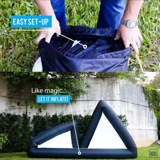 Alt view image 5 of 7 - Jumbo 20 Feet Inflatable Outdoor and Indoor Theater Projector Screen - Includes Inflation Fan, Tie-Downs and Storage Bag