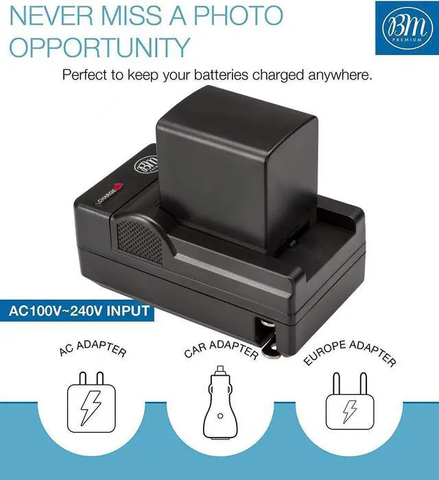 Alt view image 3 of 7 - BM 2 BP-820 Batteries and Charger for Canon VIXIA HF G50, HF G60, XA40, XA45, XA50, XA55, GX10, HFG20, HF G21, HFG30, HFG40, HFM301, HFM41, HFM400, HFS200, XA10, XA11, XA15, XA20, XA25, XF400, XF405
