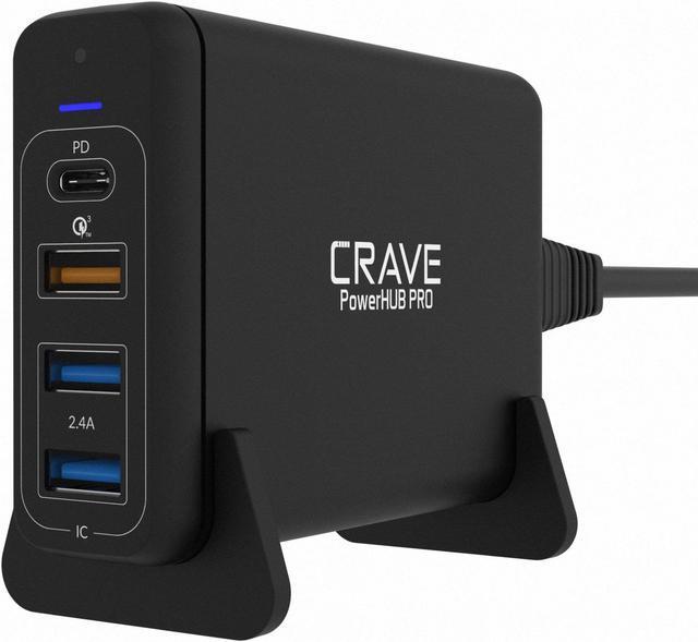 Main image of 75W 4-port Desktop Charger, Crave PowerHUB PRO [60W PD + Quick Charge QC3.0] Multi-Port Charger Hub with Fast IC Technology for MacBook with Thunderbolt 3 port, laptops, iPhone, iPad, Samsung and more