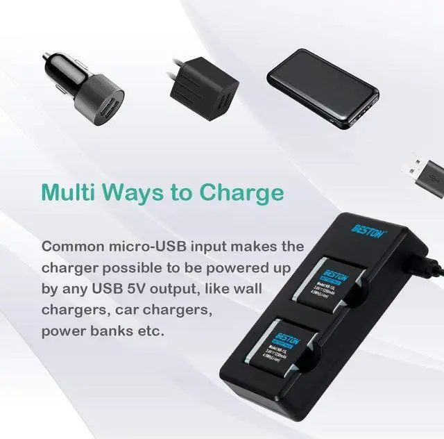 Alt view image 5 of 7 - BESTON 2-Pack NB-13L Battery Packs and USB Charger Set for Canon PowerShot SX720 HS, SX730 HS, SX740 HS, SX620 HS, G1 X Mark III, G5 X, G7 X, G7 X Mark II, G9 X, G9 X Mark II Cameras