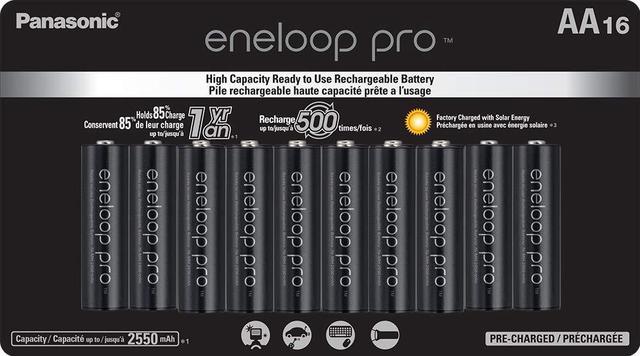 Panasonic BK-3HCCA4BA eneloop pro AA High-Capacity Ni-MH Pre-Charged  Rechargeable Batteries, 4-Battery Pack