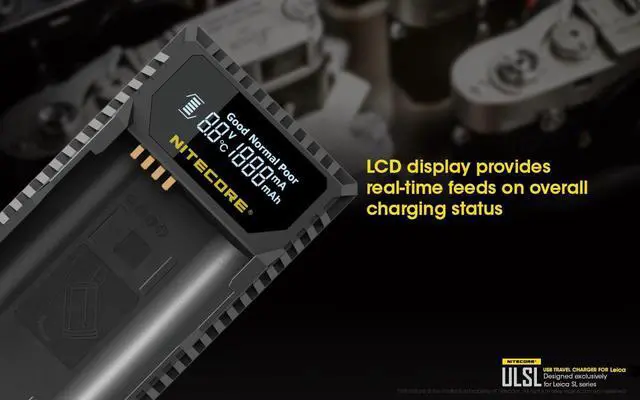Alt view image 4 of 7 - Nitecore ULSL USB Travel Charger for Leica BP-SCL4 Batteries with Lumen Tactical LED Keychain Flashlight - Compatible with Leica SL Typ 601 Series Camera