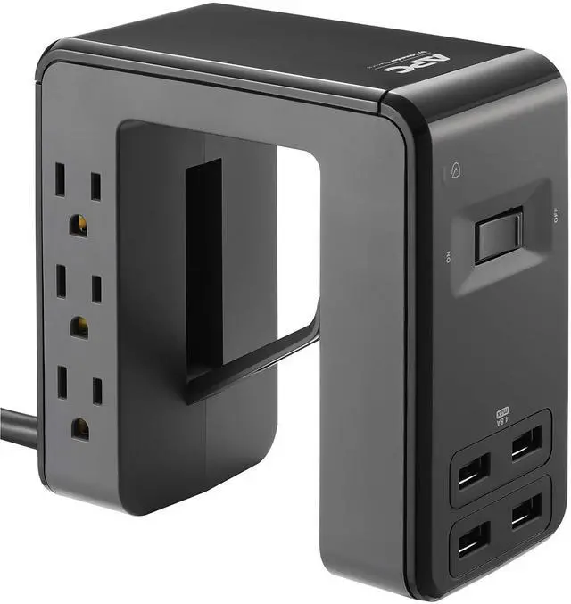 Alt view image 2 of 15 - APC U-Shaped Surge Protector 6-Outlets 1080 Joule Surge Protection with 4 USB Charger Ports (PE6U4)